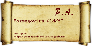 Pozsegovits Aldó névjegykártya